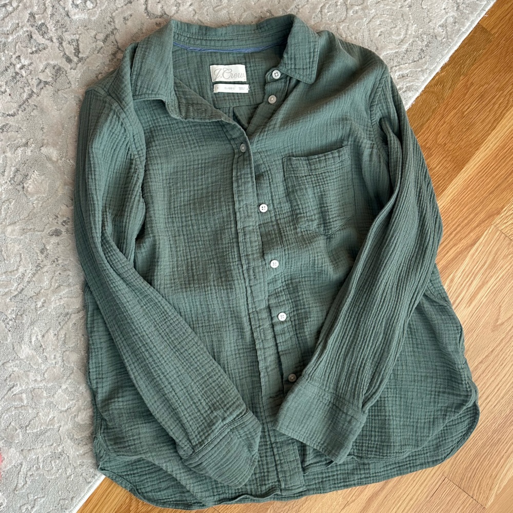 Jcrew muslin green button up size S